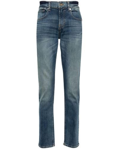7 For All Mankind Slimmy Mid-rise Tapered Jeans - Blue