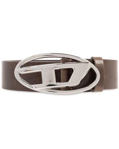 DIESEL Logo-buckle Leather Belt - Brown