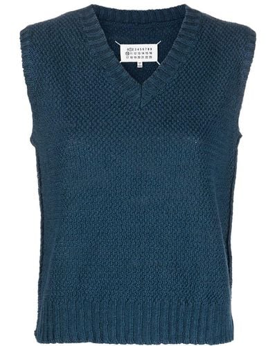 Maison Margiela Basket-weave Sleeveless Sweatshirt - Blue