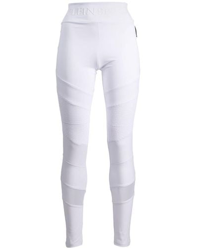 Philipp Plein Ribbed-panelled jogging leggings - White