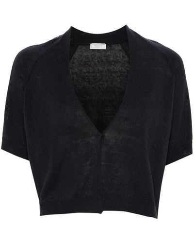 Peserico V-neck Cropped Cardigan - Black