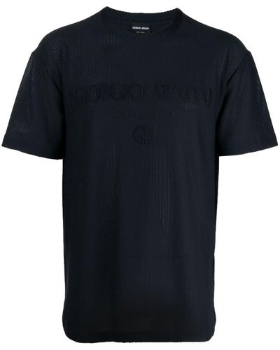 Giorgio Armani T-Shirt mit Logo-Stickerei - Schwarz