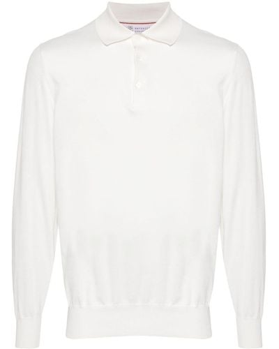 Brunello Cucinelli Fine-knit Cotton Polo Shirt - White