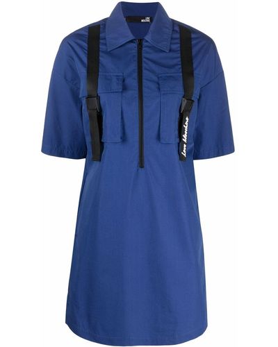 Love Moschino Zip-front Shirt Dress - Blue