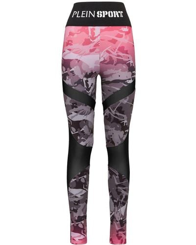 Philipp Plein Camouflage-print High-waisted leggings - Pink