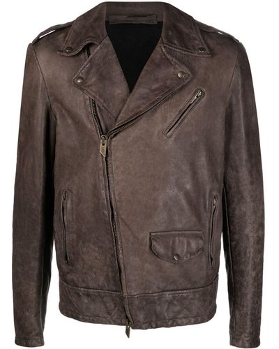 Salvatore Santoro Notch-collar Leather Biker Jacket - Brown