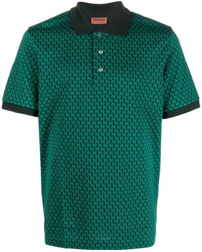 Missoni Monogram-pattern Cotton Polo Shirt - Green