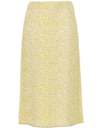 Fabiana Filippi Straight Tweed Midi Skirt - Yellow