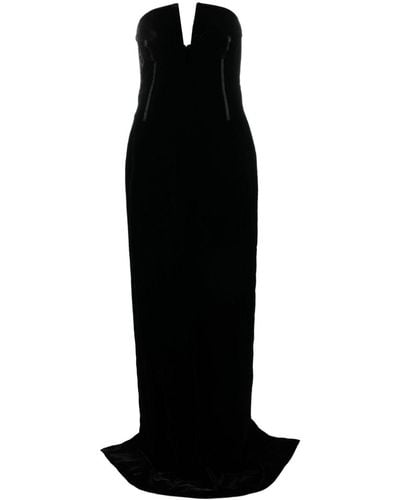Tom Ford Bustier Strapless Velvet Gown - Black