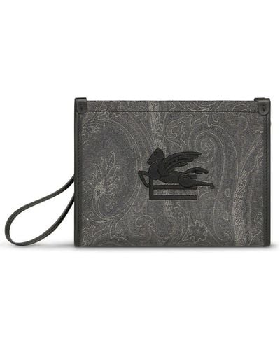 Etro Essential Paisley-print Clutch Bag - Grey