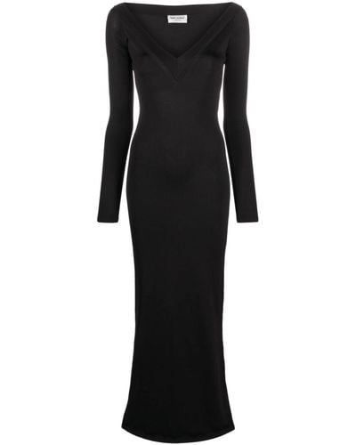 Saint Laurent V-neck Maxi Dress - Black
