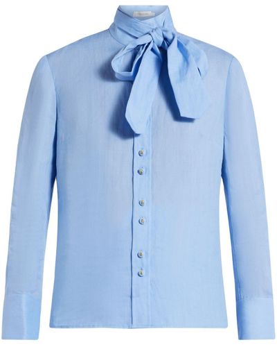 Zimmermann Blusa con lazo en el cuello - Azul