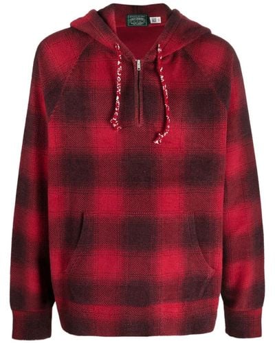 Polo Ralph Lauren Plaid-check Brushed-fleece Hoodie - Red
