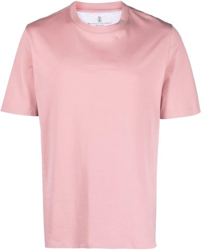 Brunello Cucinelli T-shirt en coton à col rond - Rose
