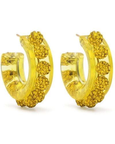 Aquazzura Crystal-embellished Half-hoop Earrings - Yellow