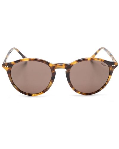 Polo Ralph Lauren Tortoiseshell-effect Round-frame Sunglasses - Brown
