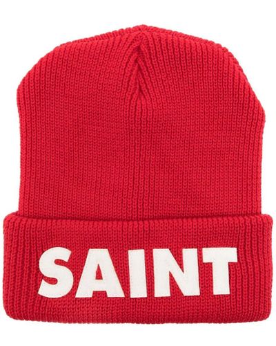 SAINT Mxxxxxx Bonnet en laine à patch logo - Rouge