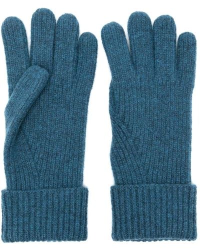 N.Peal Cashmere Ribbed-knit Cashmere Gloves - Blue