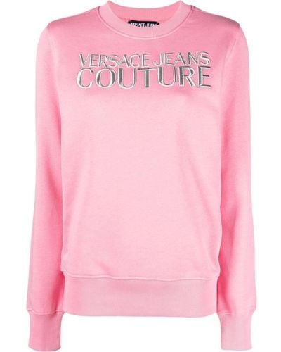Versace ヴェルサーチェ・ジーンズ・クチュール ロゴ スウェットシャツ - ピンク