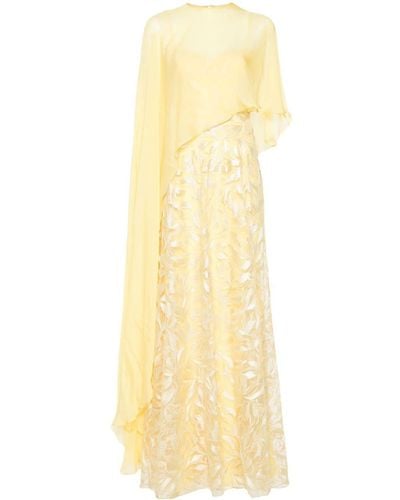 Gemy Maalouf Cape-embellished Gown - Yellow