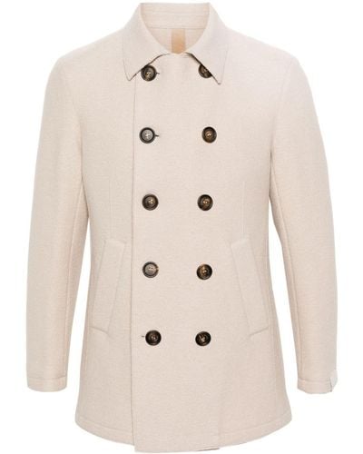 Eleventy Double-breasted Virgin Wool Coat - Natural