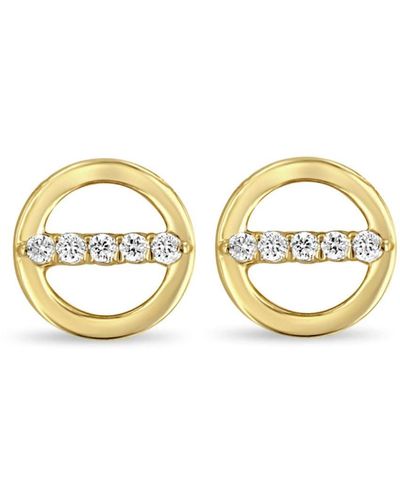Zoe Chicco 14kt Line Circle Diamond Stud Earrings - Metallic