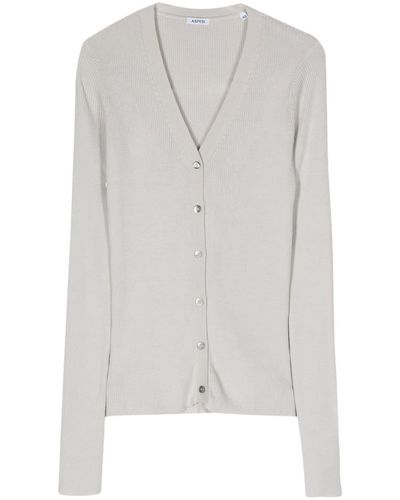 Aspesi Fine-ribbed Cotton Cardigan - White