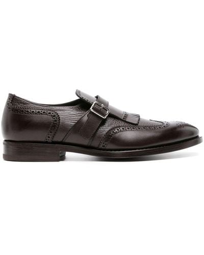 Henderson Perforated-detailing Leather Monk Shoes - Grey