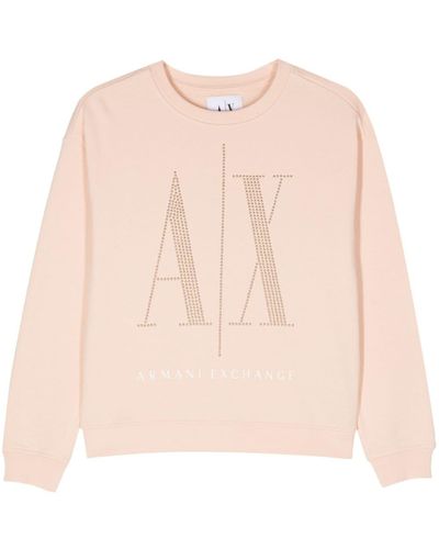 Armani Exchange Katoenen Sweater Met Logostud - Roze