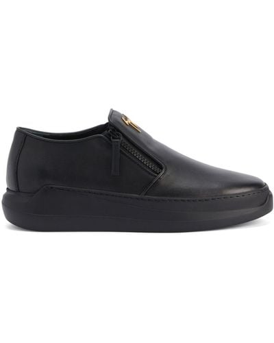 Giuseppe Zanotti Conley Zip-up Leather Loafers - Black