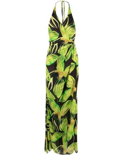 Louisa Ballou Neckholder-Kleid mit Blumen-Print - Grün