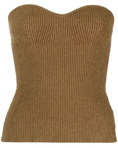 Wardrobe NYC Ribbed-knit Bandeau Top - Brown