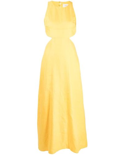 Bondi Born Miramar Backless Organic Linen Dress - Yellow