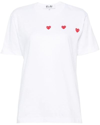 COMME DES GARÇONS PLAY Triple-heart Cotton T-shirt - White