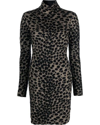 Genny Vestido corto con estampado de leopardo - Negro