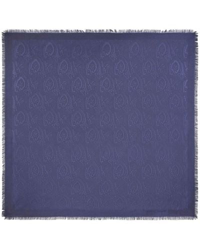 Etro Frayed paisley-jacquard shawl - Blau
