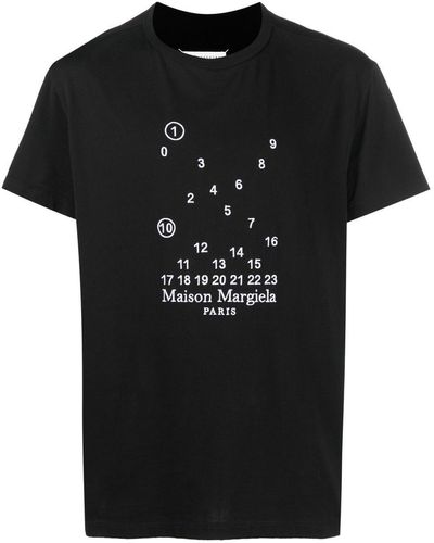 Maison Margiela Numeric T-Shirt mit Logo-Stickerei - Schwarz