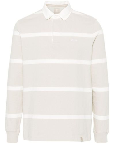 BOGGI Striped Cotton Polo Shirt - White