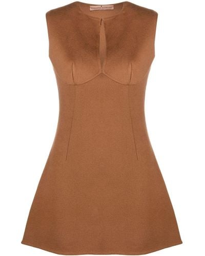 Ermanno Scervino Sleeveless Flared Mini Dress - Brown