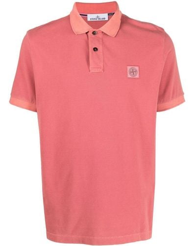 Stone Island Poloshirt mit Logo-Patch - Pink
