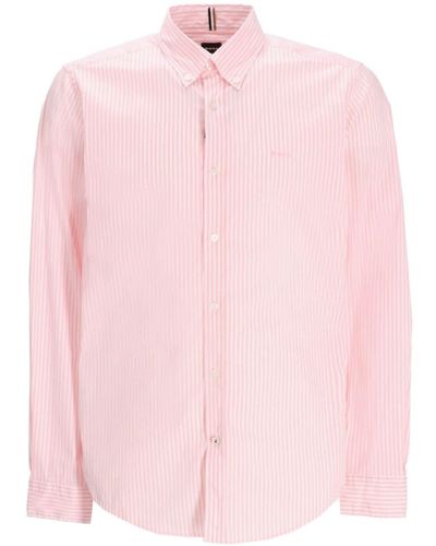 BOSS Striped Cotton Shirt - Pink