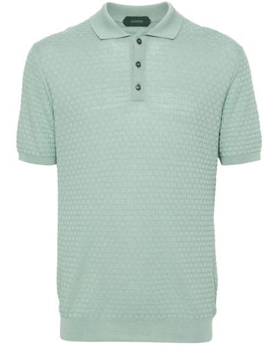 Zanone 3d-knit Cotton Polo Shirt - Green