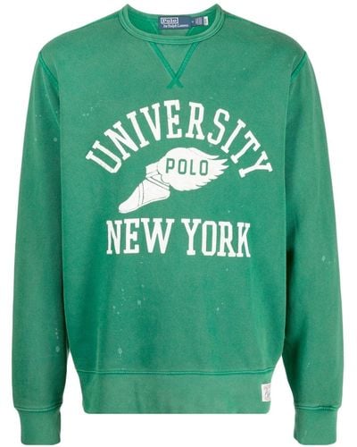Polo Ralph Lauren Graphic-print Fleece-texture Sweatshirt - Green