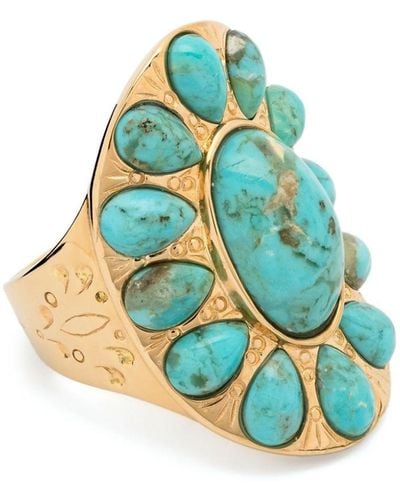 Aurelie Bidermann 18kt yellow gold turquoise stone ring - Bleu