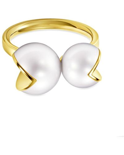 Tasaki 18kt Yellow Gold M/g Wedge Pearl Ring - White