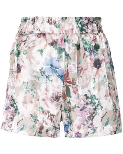Haculla Floral Fitted Silk Shorts - Pink