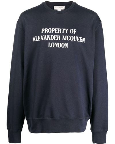 Alexander McQueen Sweater Met Logoprint - Blauw
