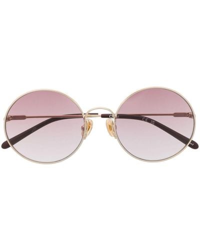 Chloé Logo-engraved Round-frame Sunglasses - Pink