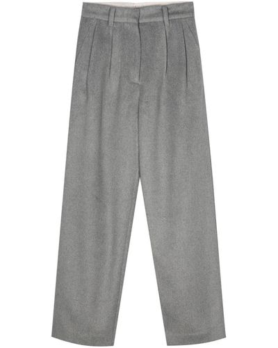 ROKH Pleat Detail Wide-leg Pants - Gray
