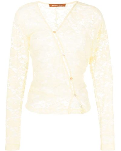 Rejina Pyo Soren Asymmetric Lace Top - White